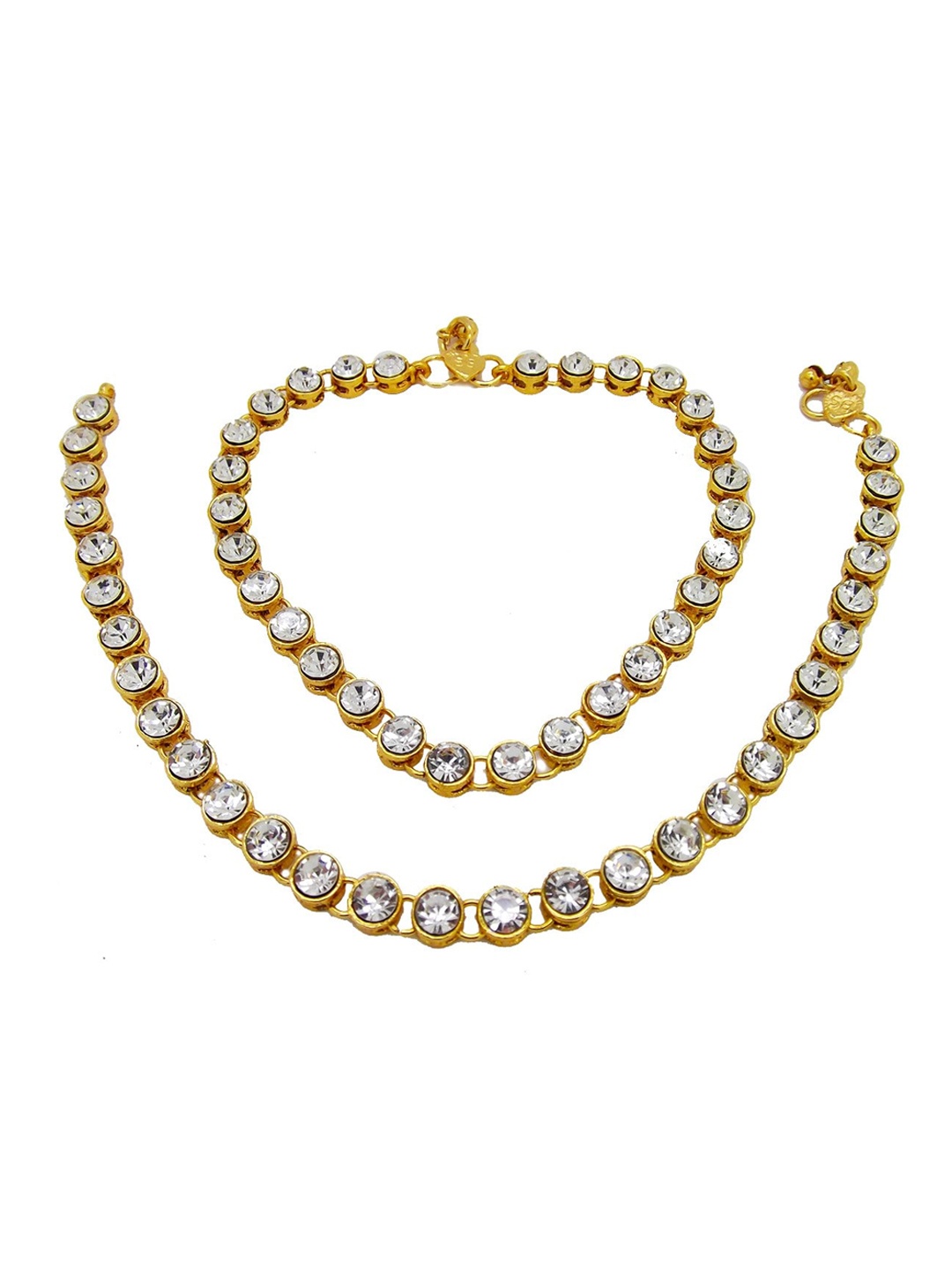

FEMMIBELLA Gold-Plated Stone-Studded Anklet
