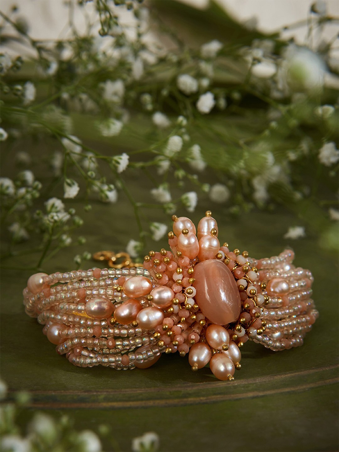 

D'oro Women Pearls Gold-Plated Wraparound Bracelet