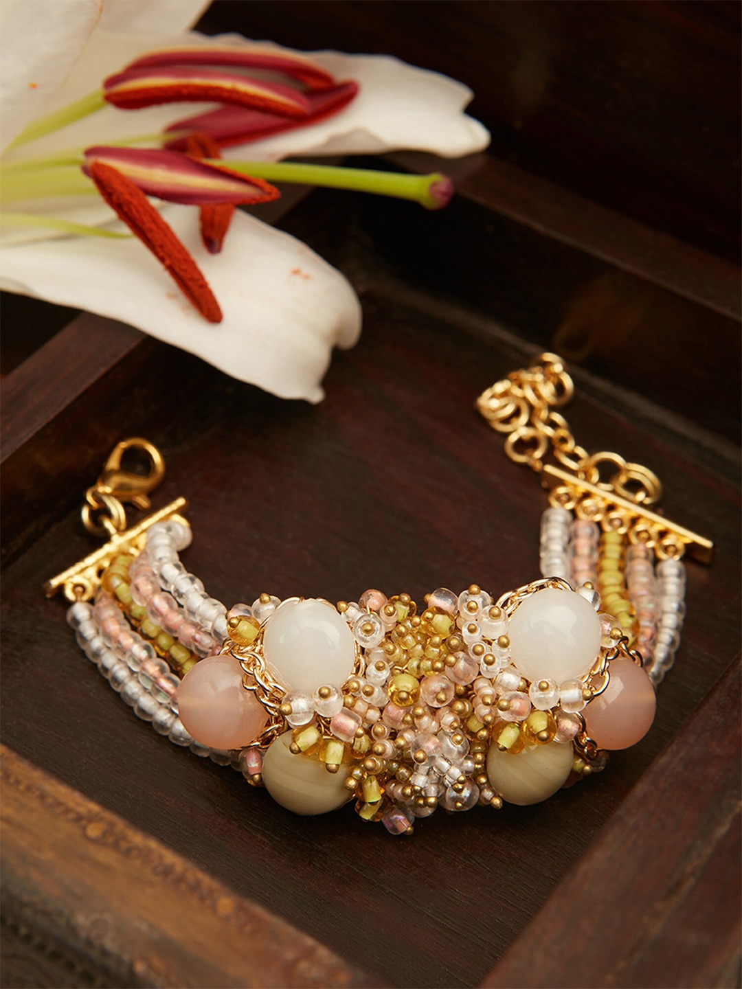 

D'oro Women Stone Gold-Plated Wrap around Bracelet