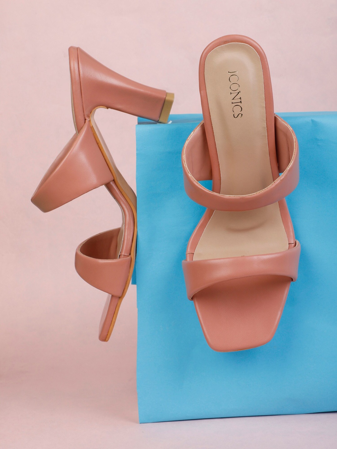 

ICONICS Solid Block Heels, Peach