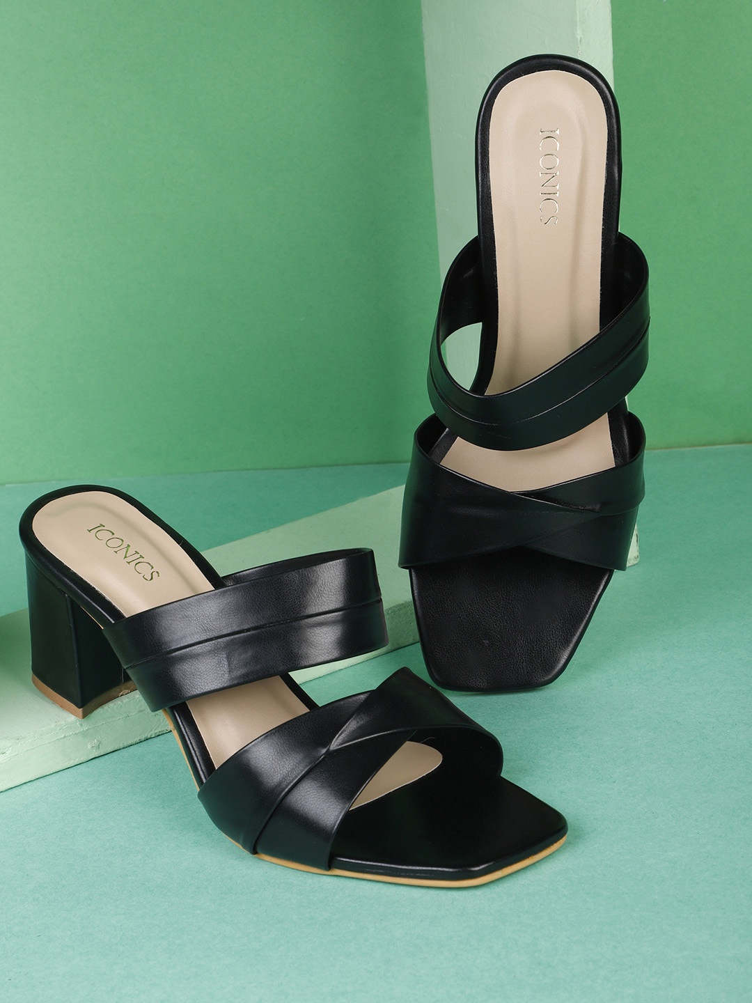 

ICONICS Solid Block Heels, Black