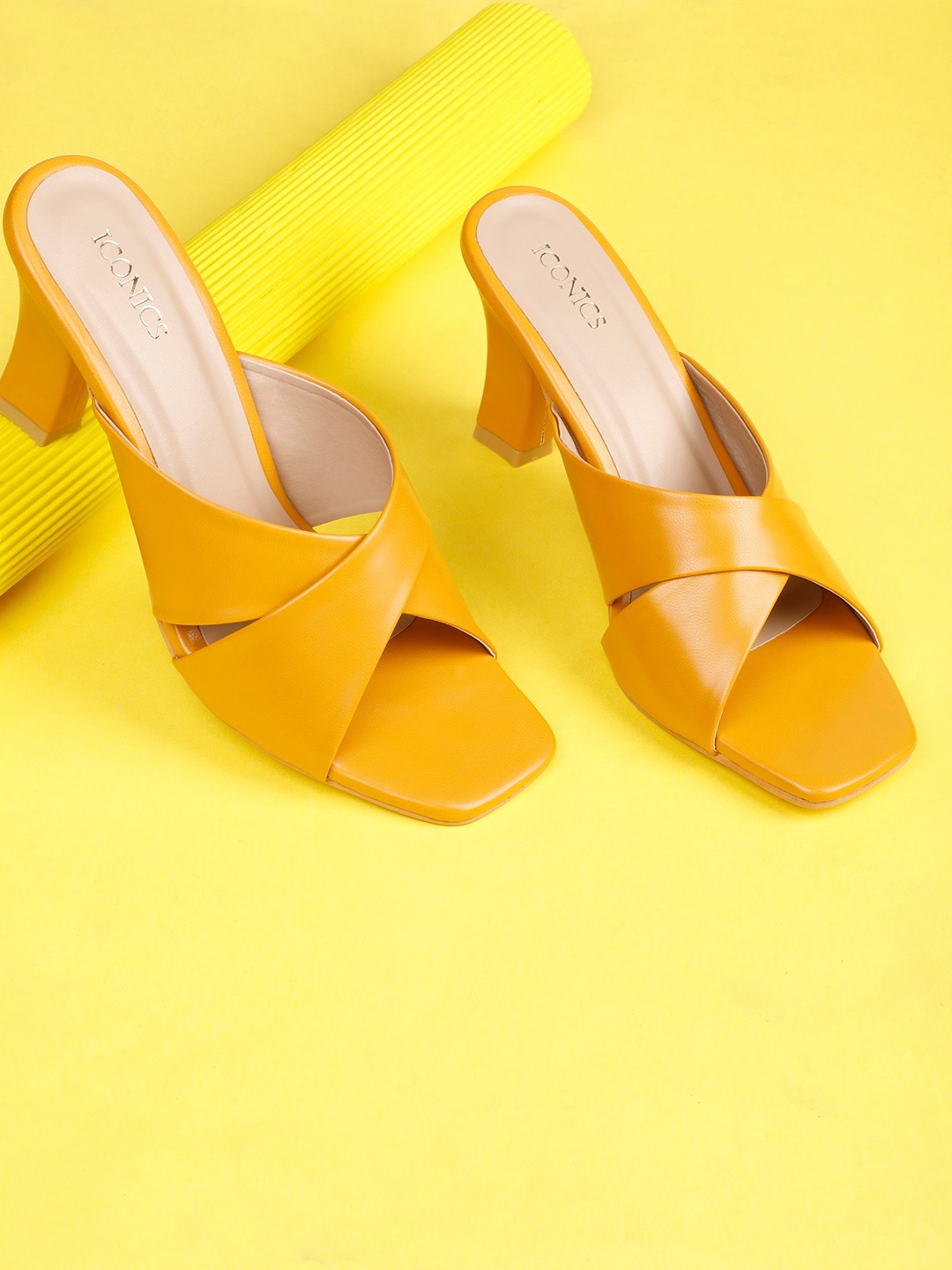 

ICONICS Solid Block Heels, Yellow