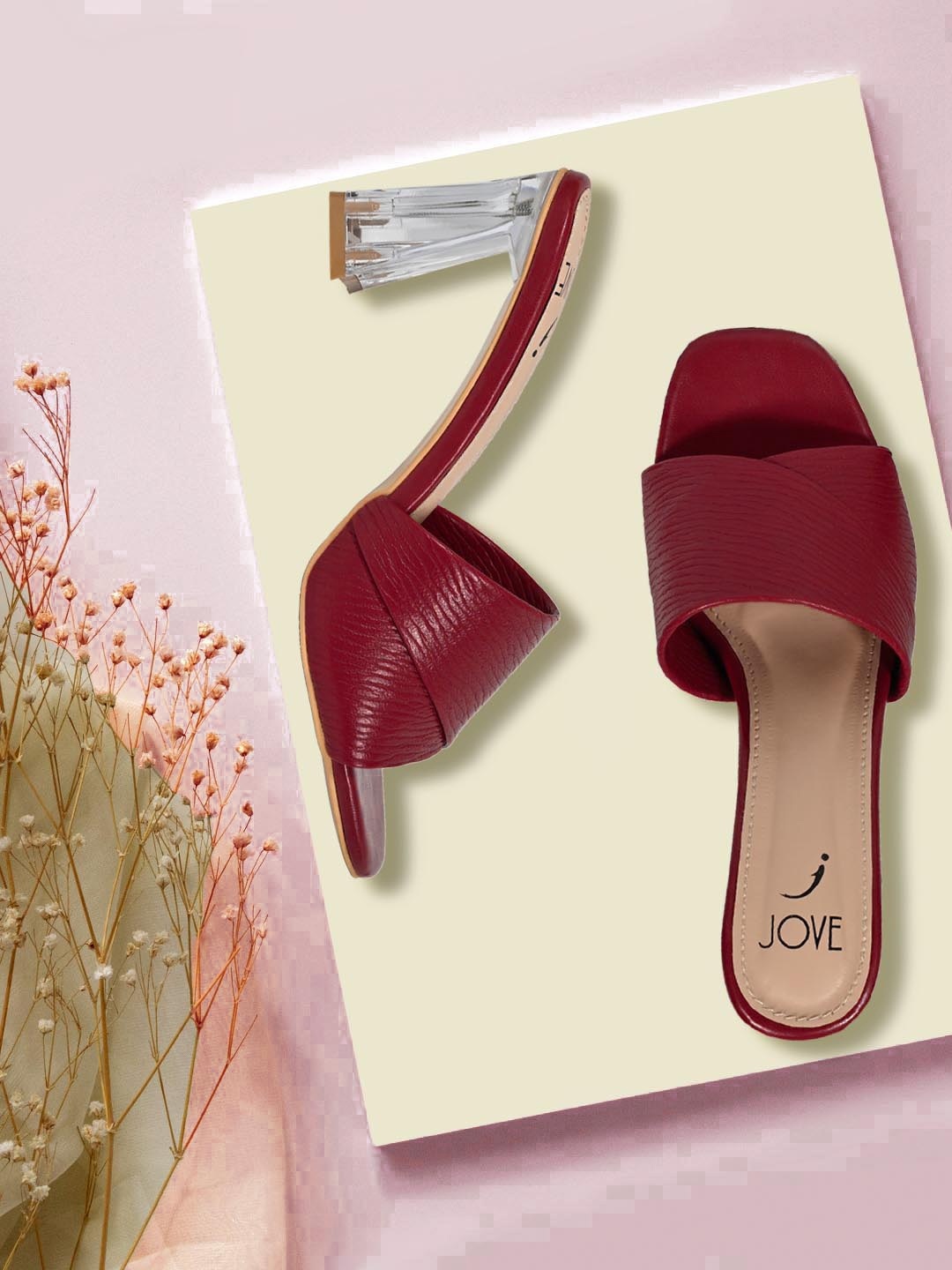 

Jove Textured Party Block Heels, Red