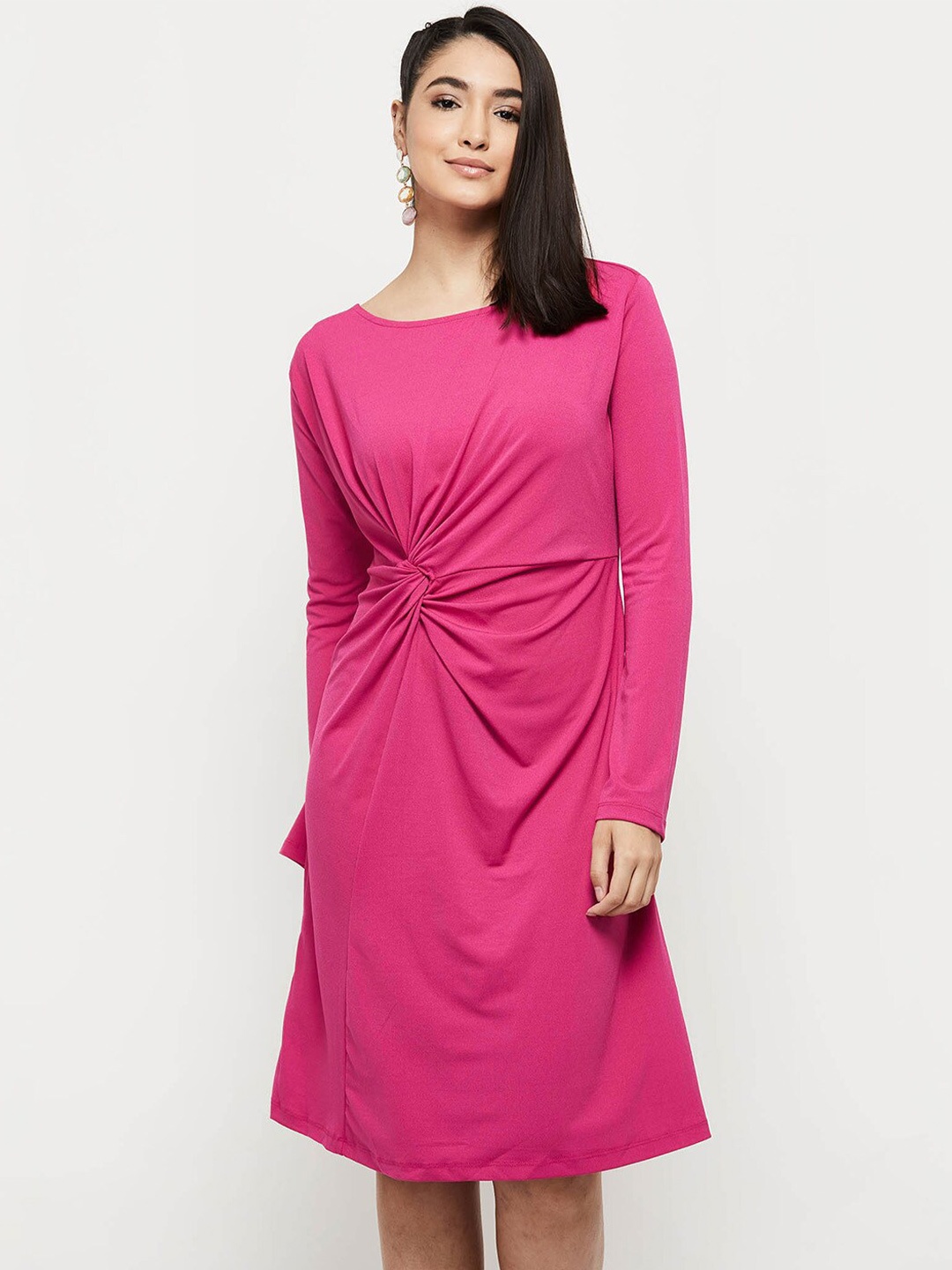 

max Women A-Line Knee Length Dress, Fuchsia