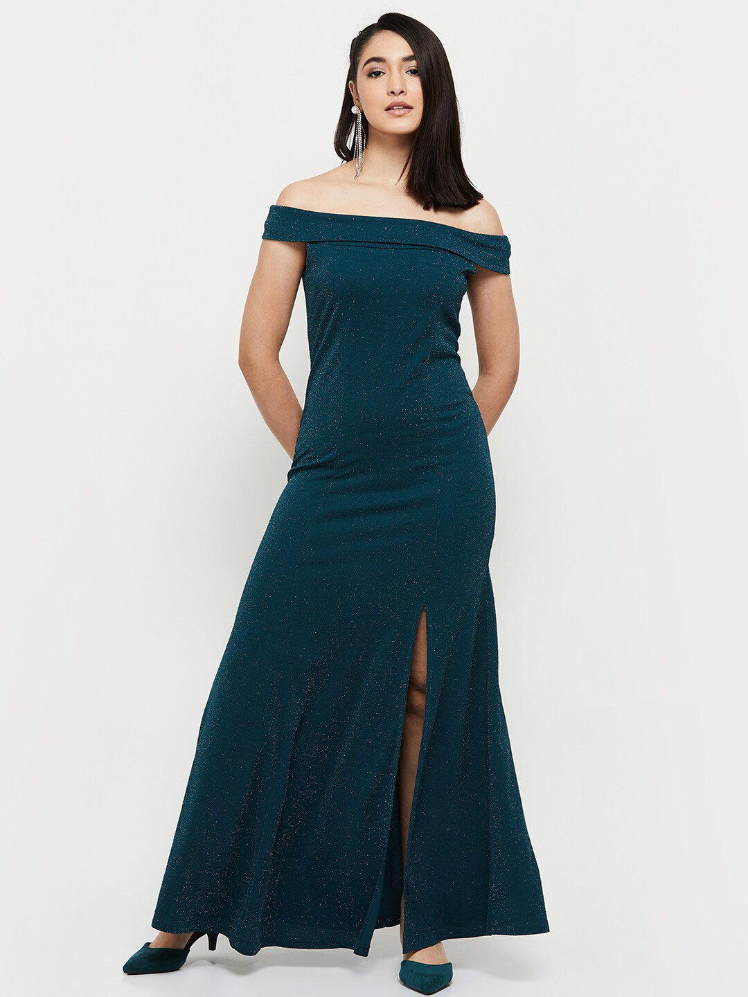 

max Women Off-Shoulder Maxi Dress, Teal