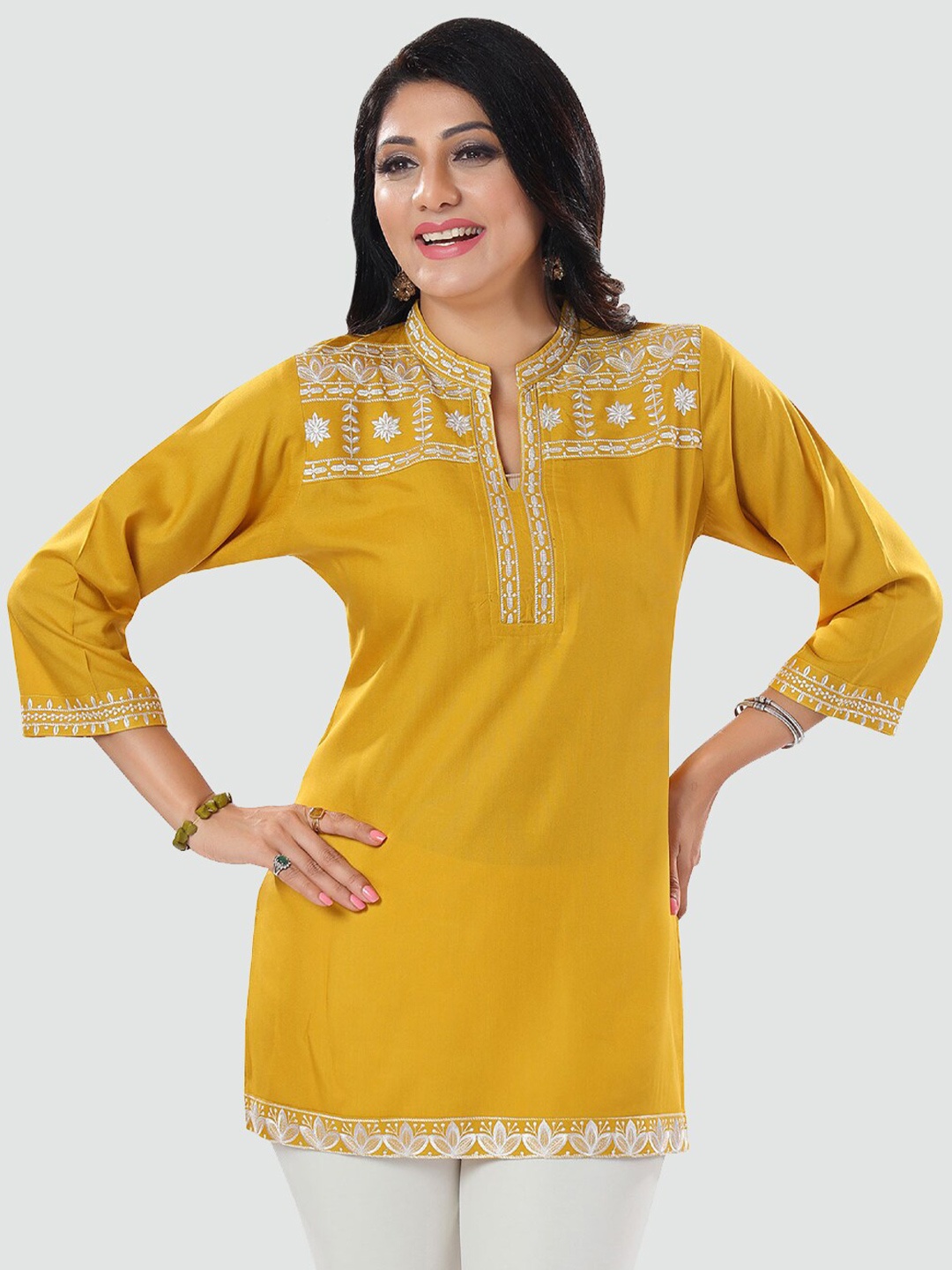 

Saree Swarg Embroidered Kurti, Yellow