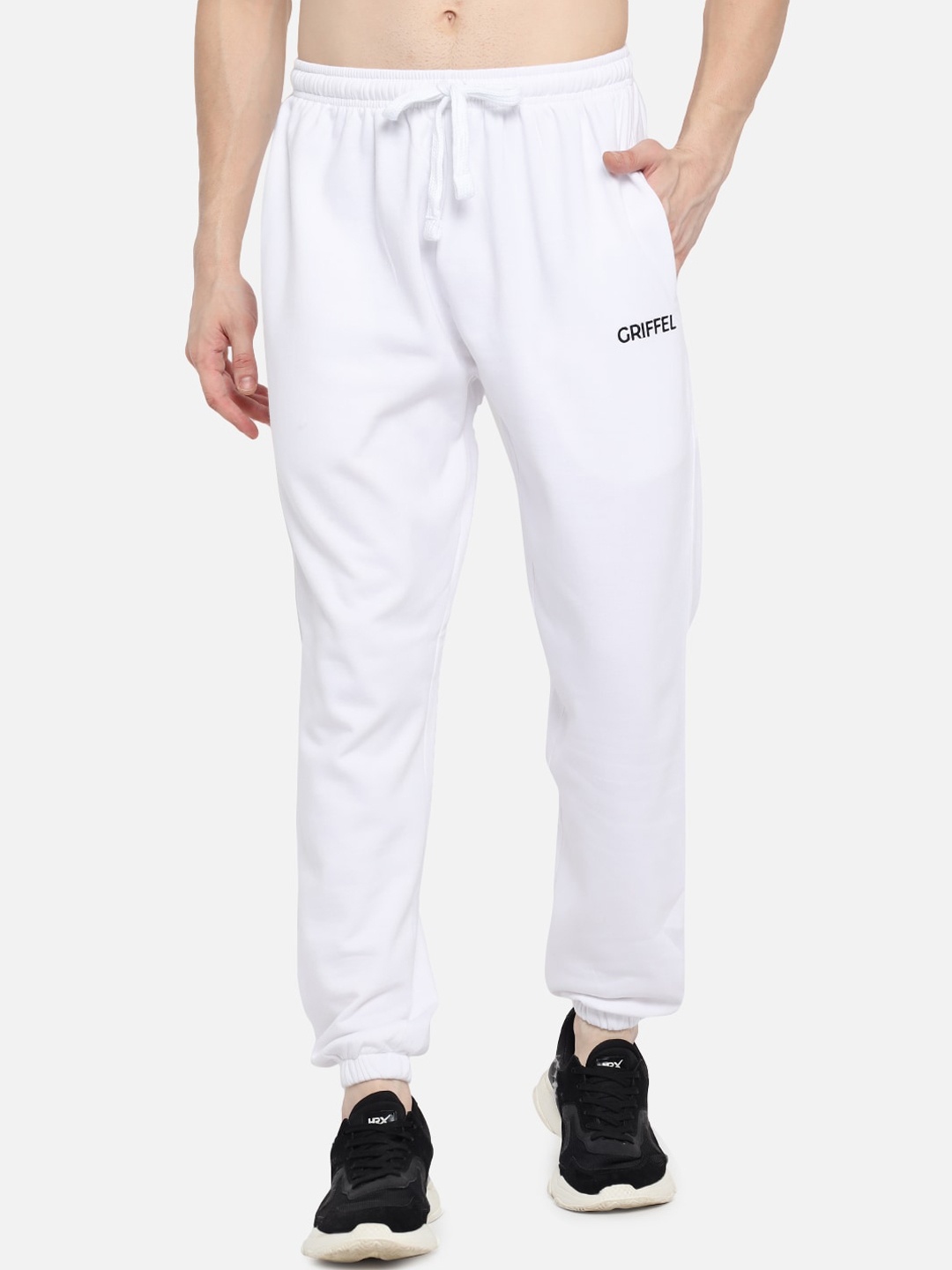 

GRIFFEL Men Solid Cotton Jogger, White