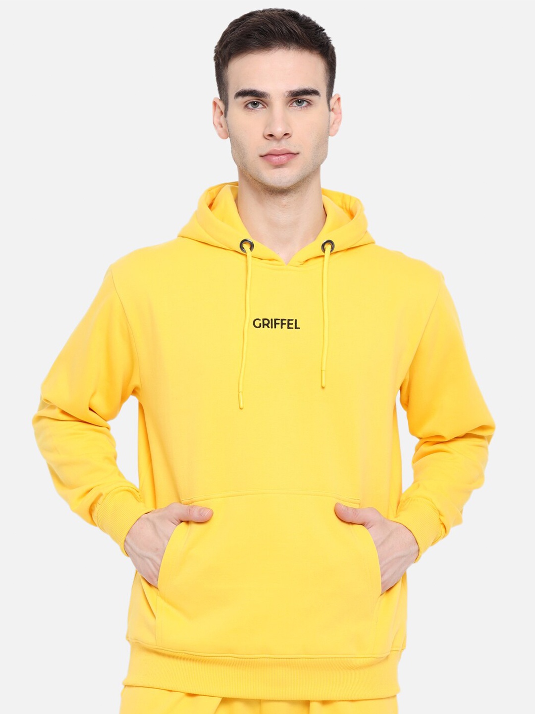 

GRIFFEL Men Solid Cotton Sweatshirt, Yellow