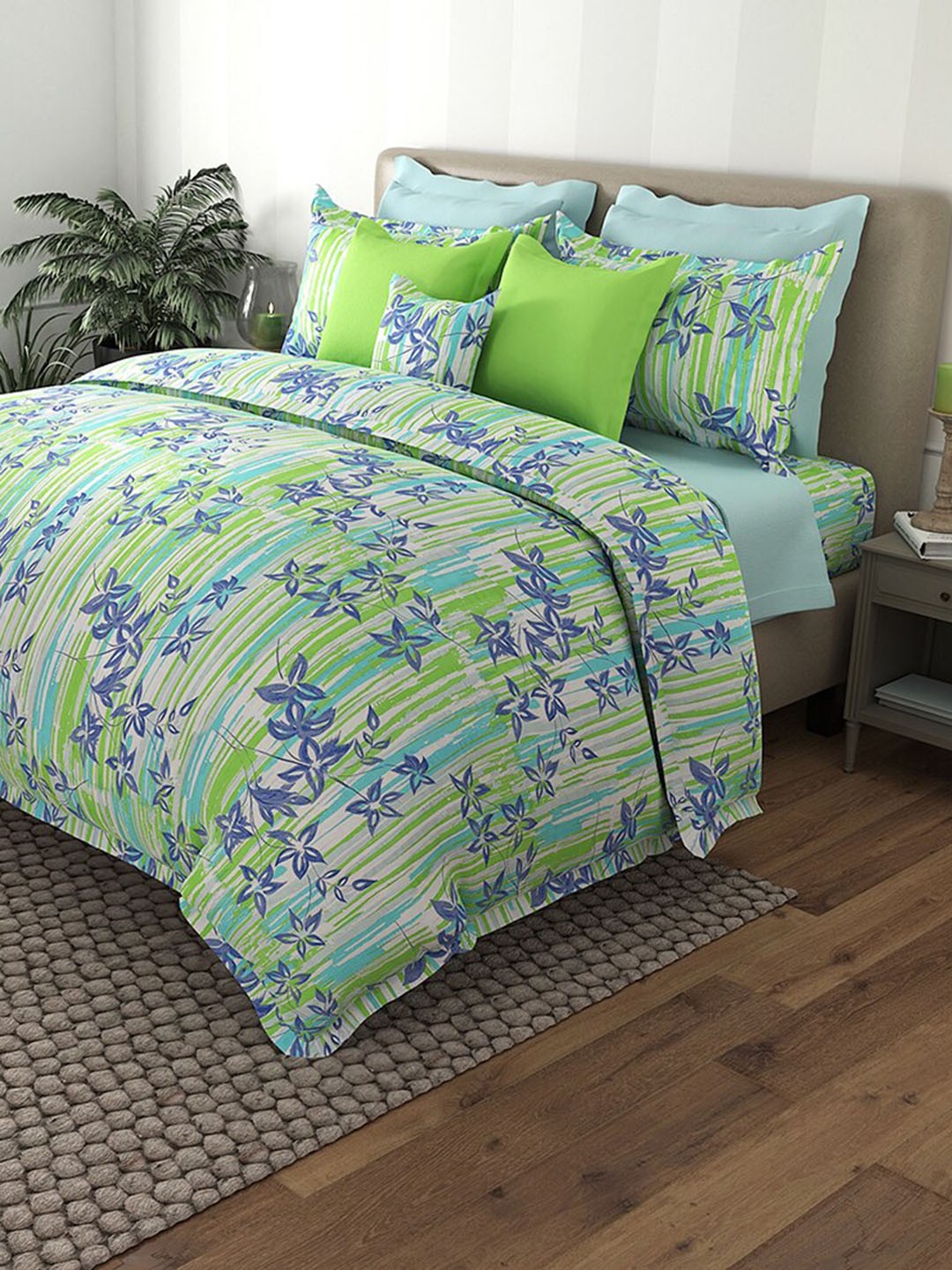 

By Adab Printed Duvet Cover With 2 Pillow Covers, Blue