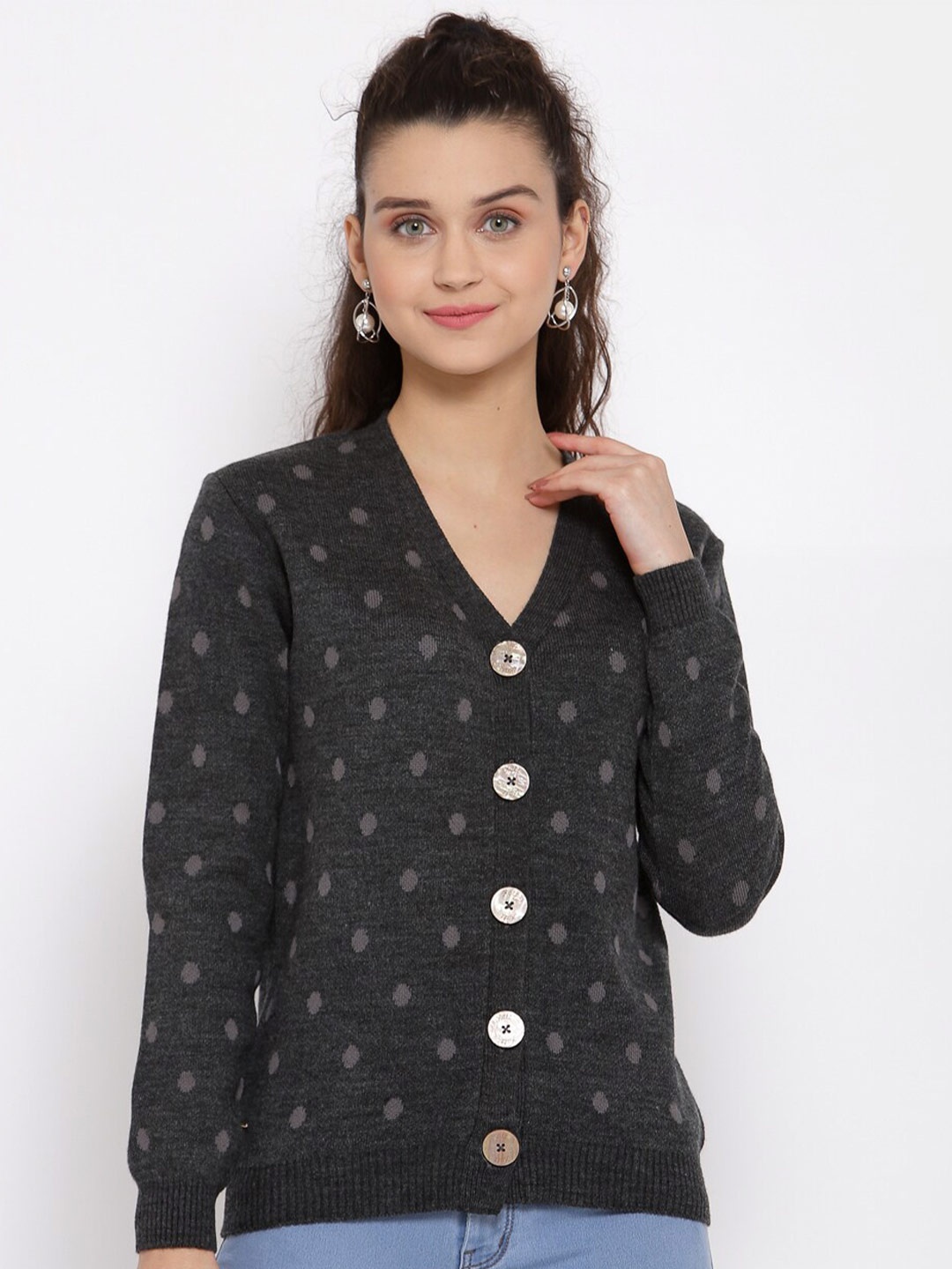 

Kalt Women Grey Printed Cardigan