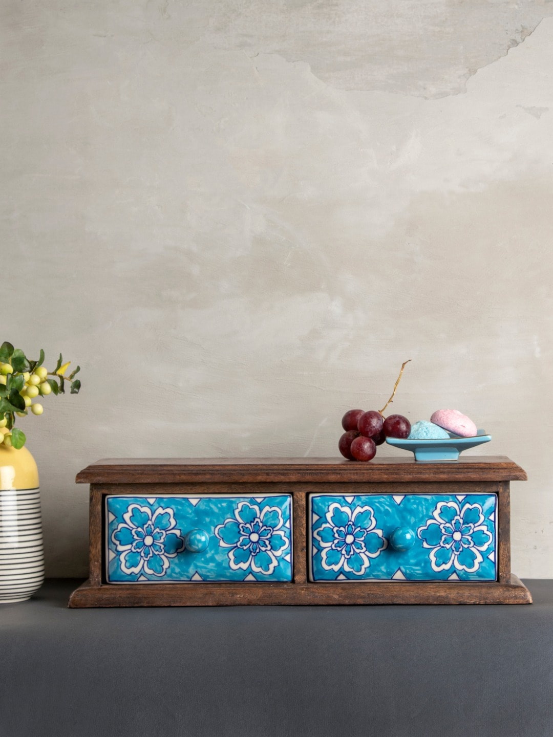 

The 7 DeKor Printed Wooden Drawer Organiser, Blue