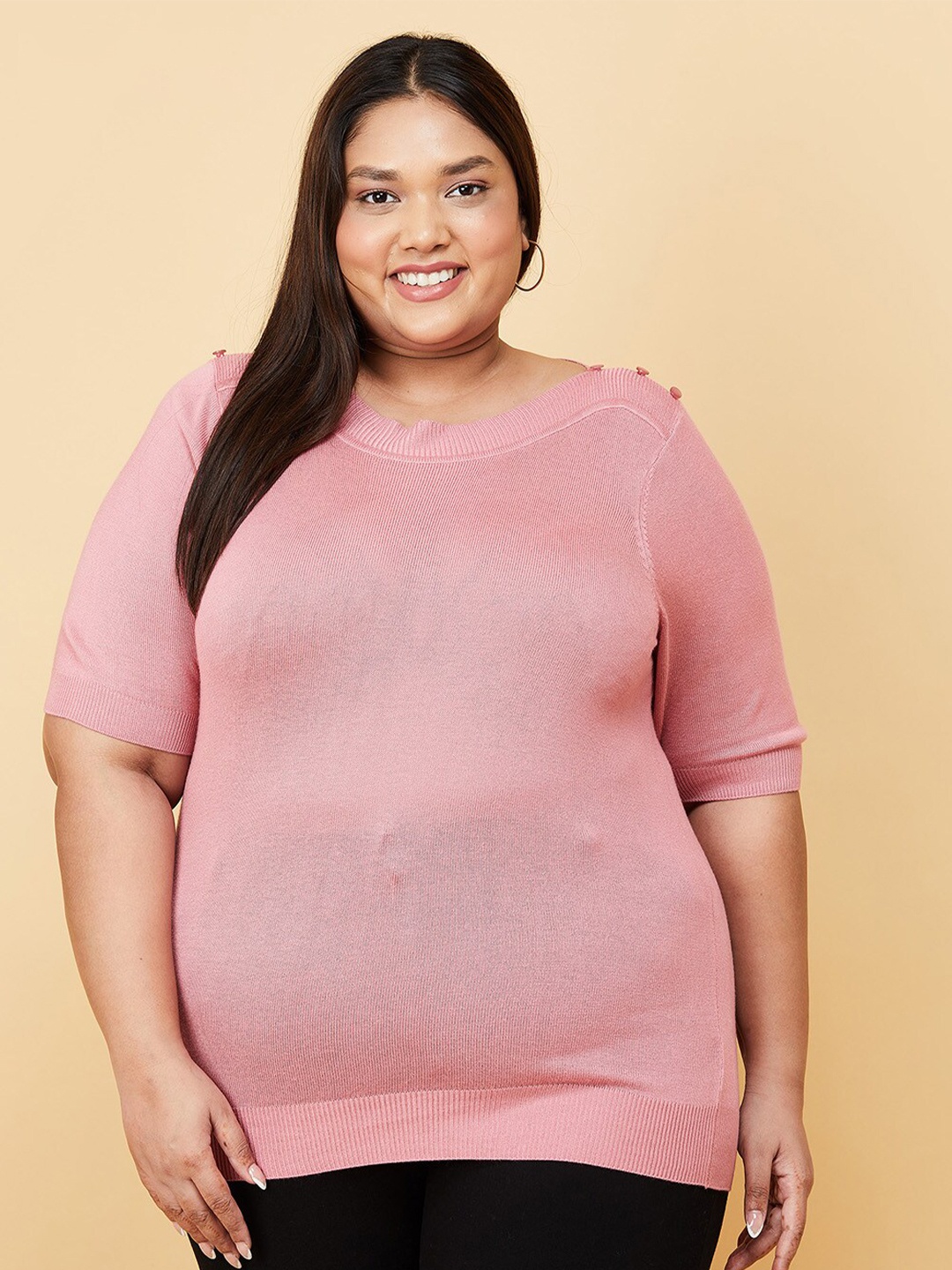 

max Women Plus Size Solid Top, Pink