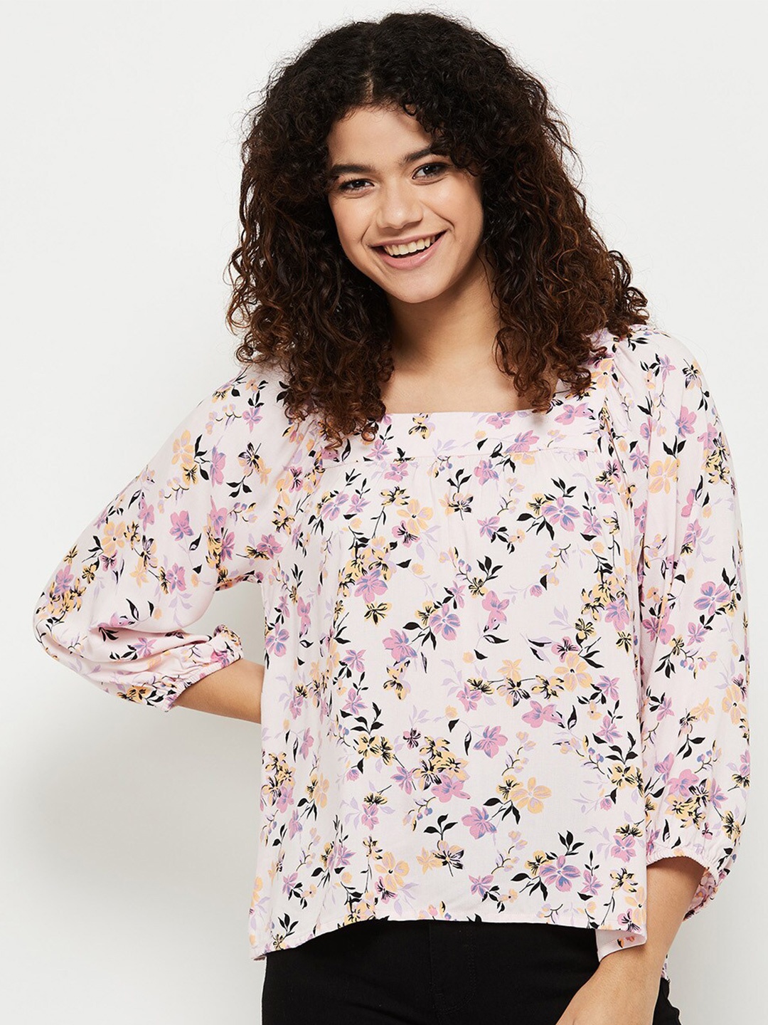 

max Floral Print Regular Top, Pink
