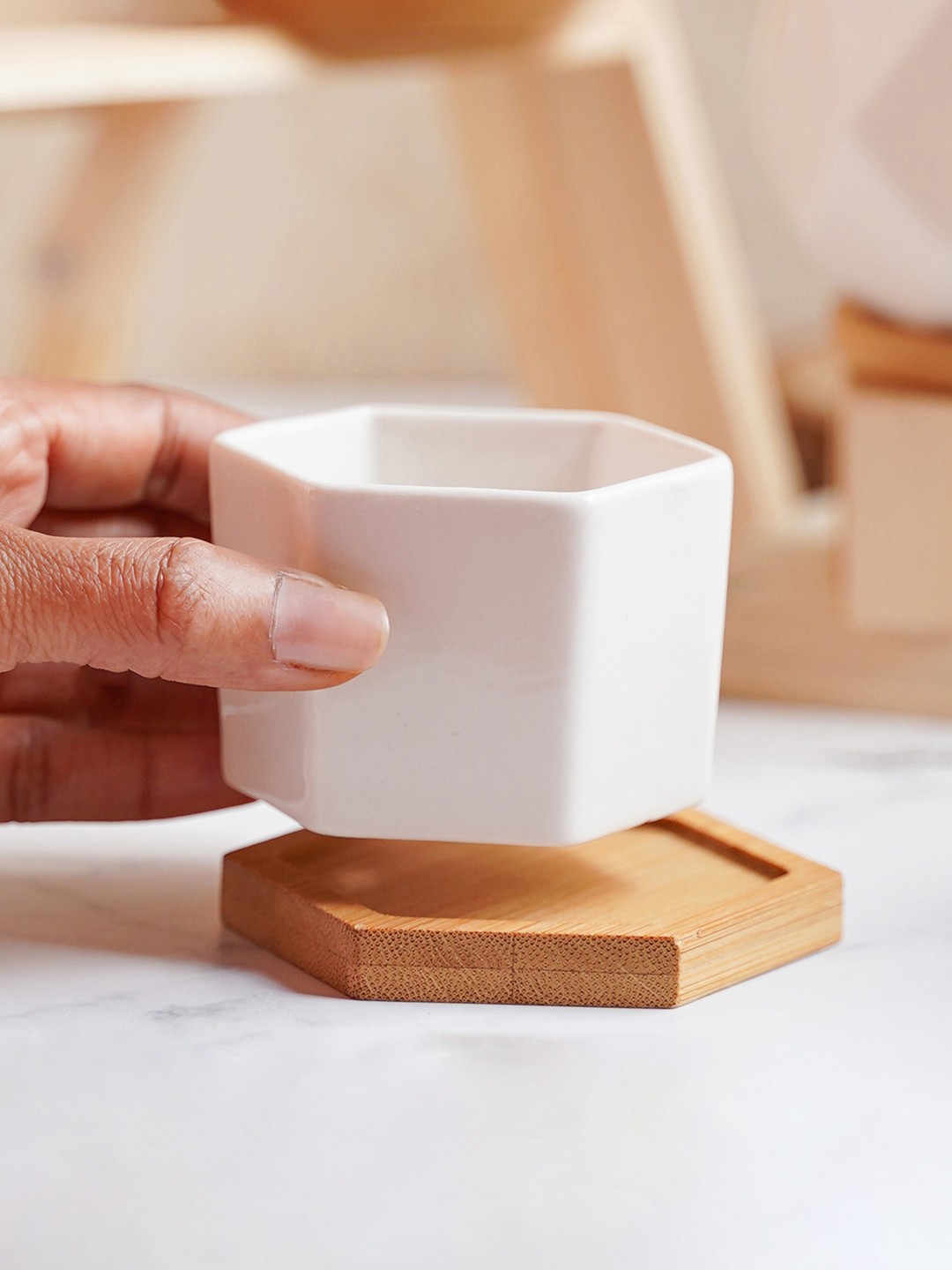 

Nestasia Solid Planters With Coaster, White