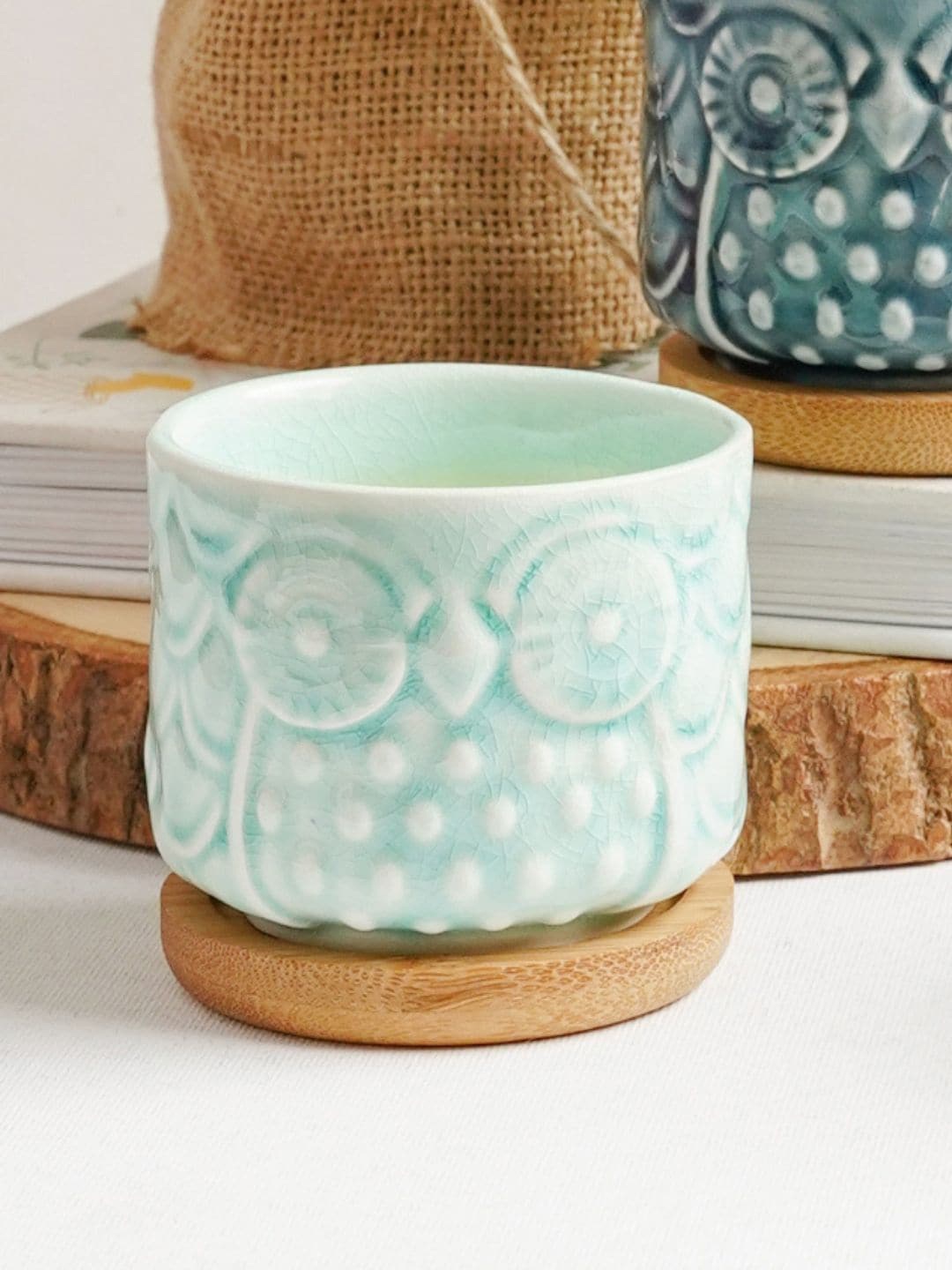 

Nestasia Ceramic Textured Plant Pot, Green