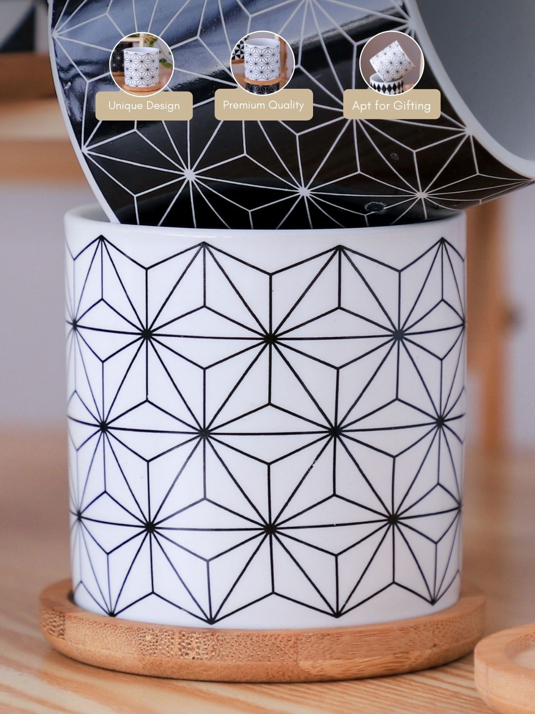 

Nestasia Patterned Ceramic Planter, White