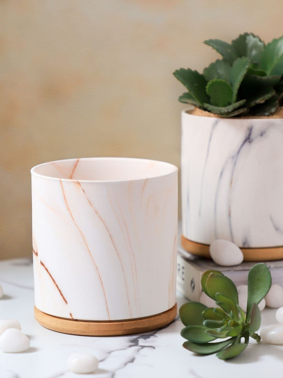 

Nestasia Textured Marble Planters, White