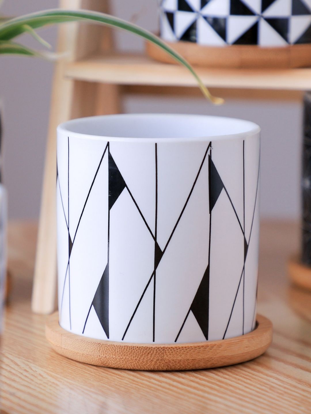 

Nestasia Geometric Patterned Ceramic Planter, White