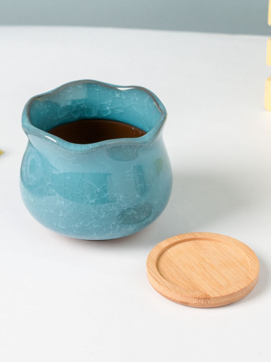

Nestasia Textured Planter With Coaster, Blue