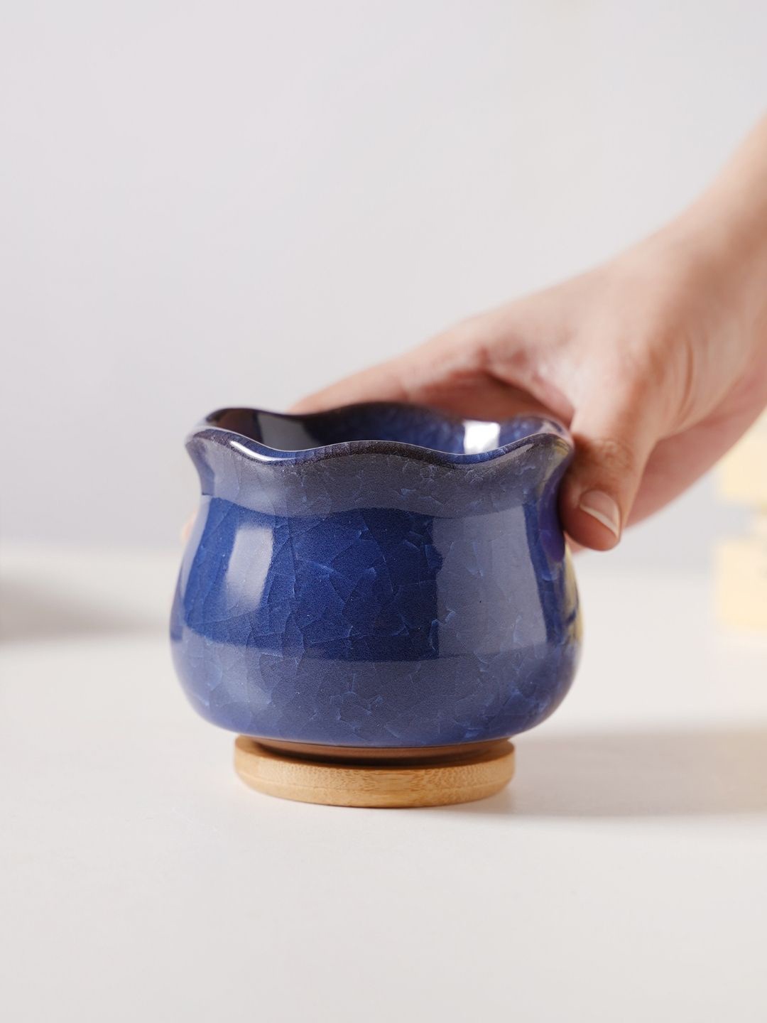 

Nestasia Solid Ceramic Planter With Coaster, Blue