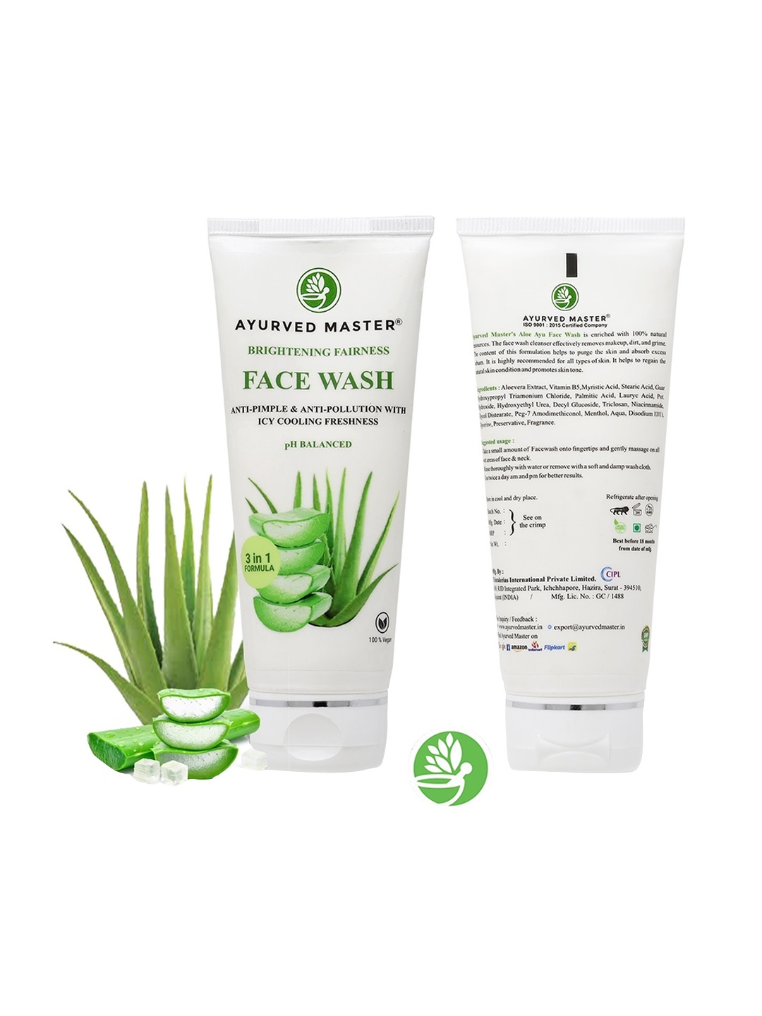 

AYURVED MASTER Set Of 2 Anti Pimple and Anti Pollution Brightening Fairness Face Wash 100gm, Cream