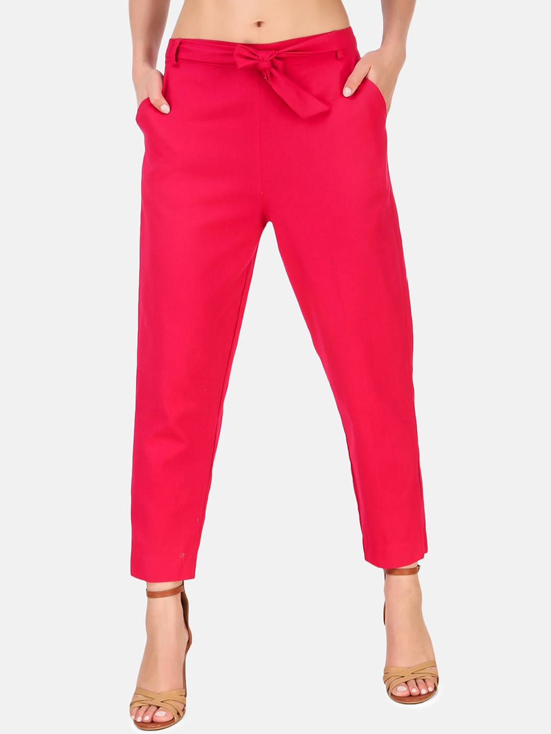 

Aawari Women Cotton High-Rise Trouser, Pink
