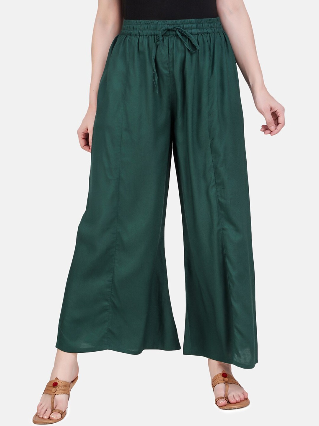 

Aawari Women High-Rise Pleated Trousers, Green