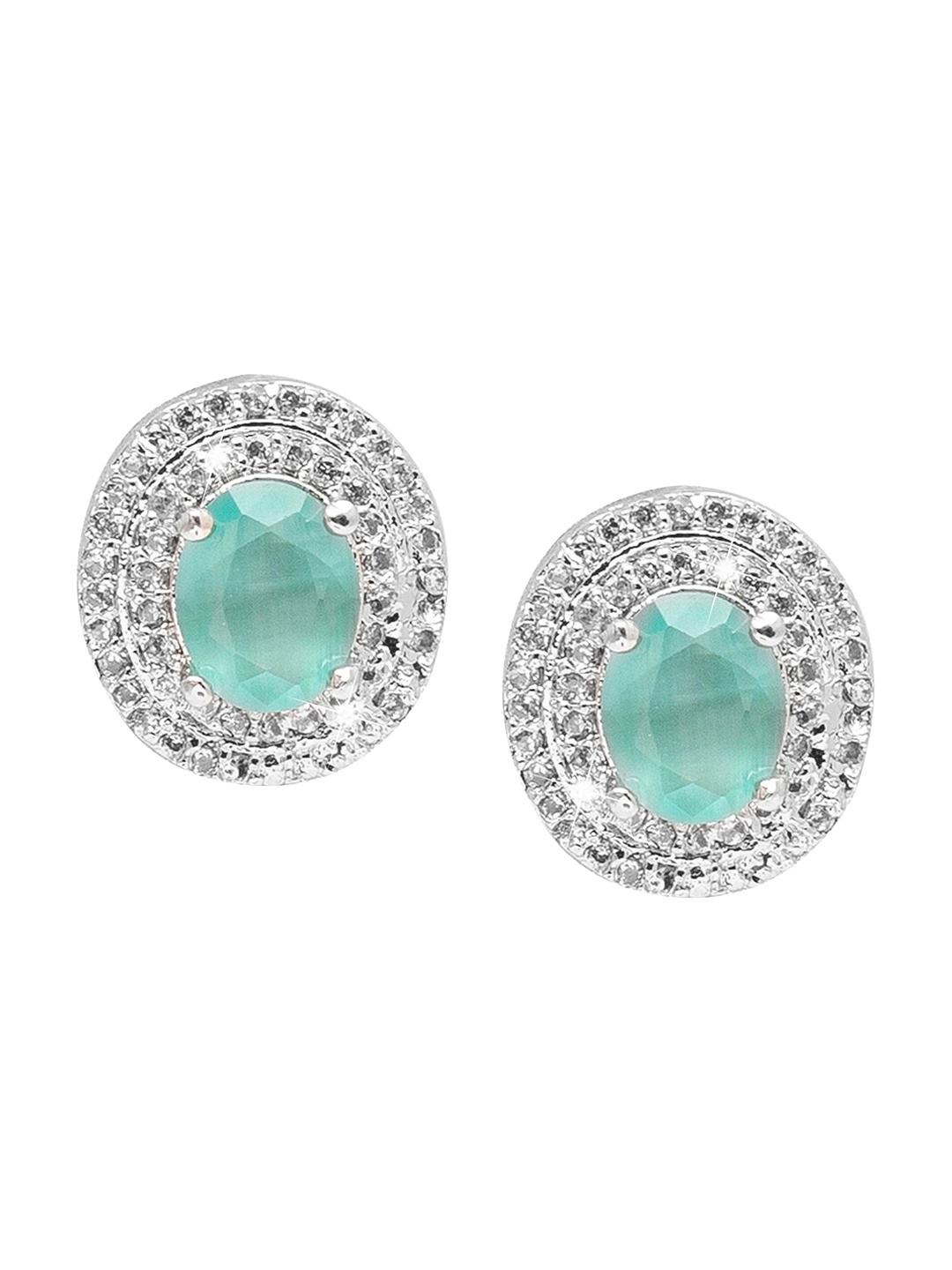 

Shining Jewel - By Shivansh Women Oval Studs Earrings, Silver