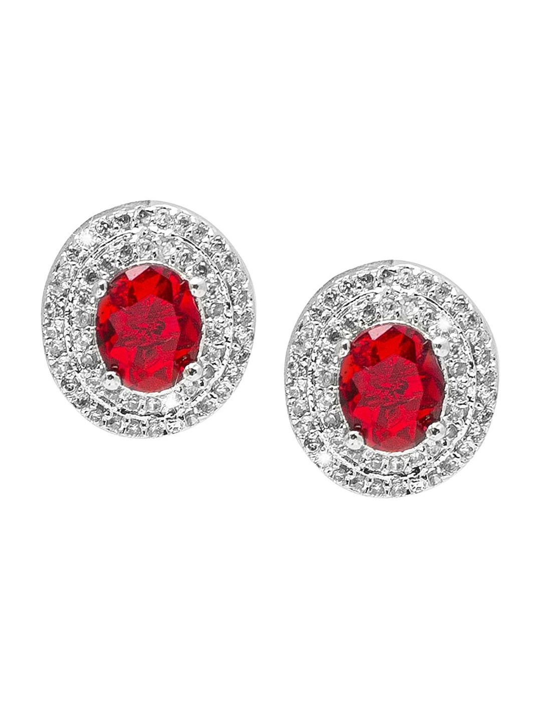 

Shining Jewel - By Shivansh Women Oval Studs Earrings, Silver