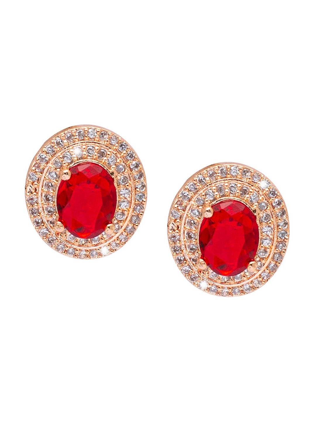 

Shining Jewel - By Shivansh Women Oval Studs Earrings, Rose gold