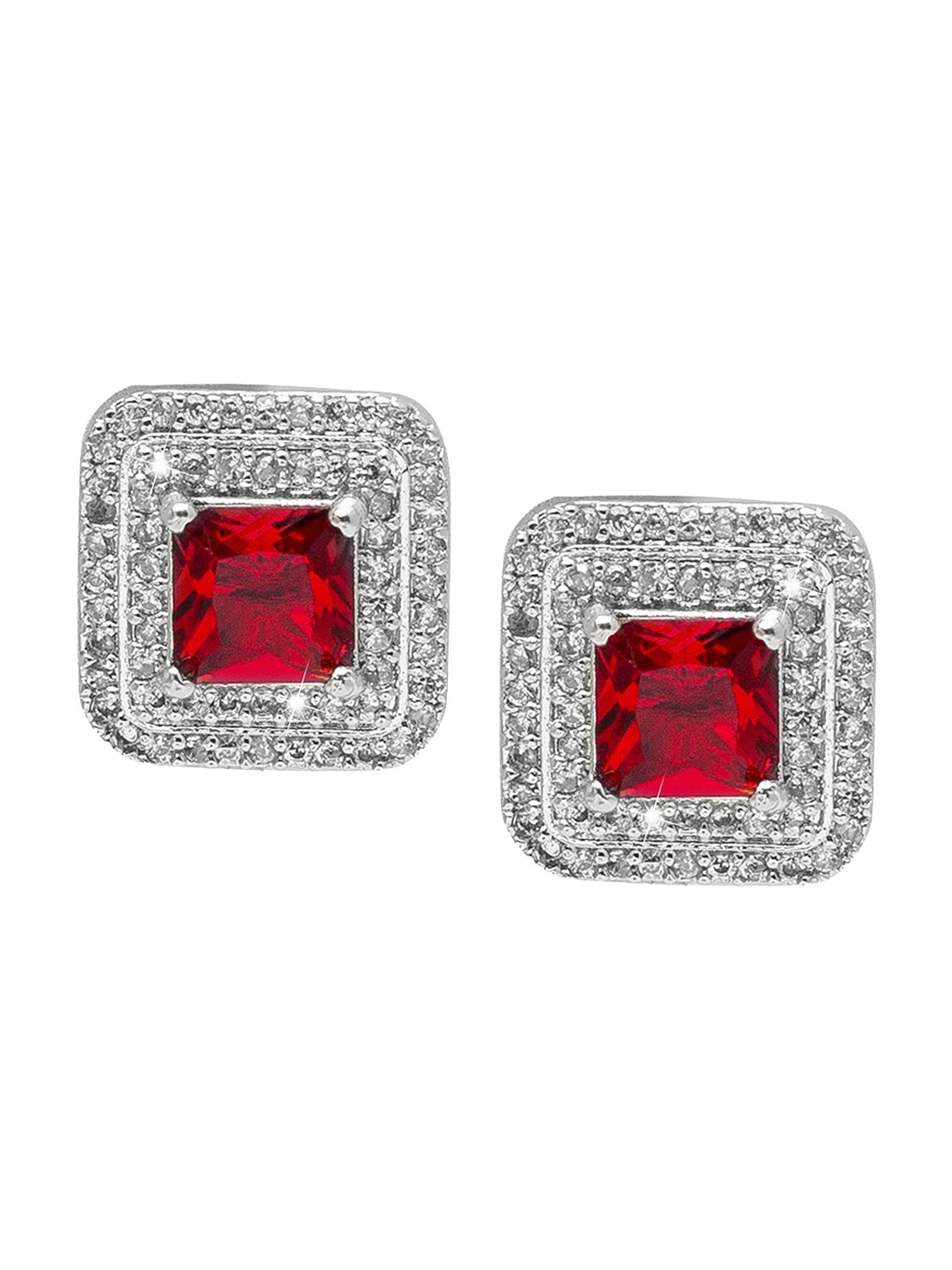 

Shining Jewel - By Shivansh Women Square Studs Earrings, Silver