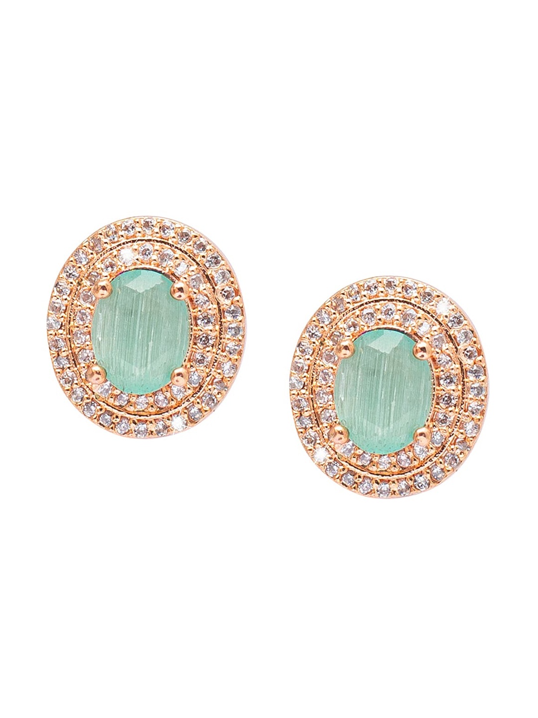 

Shining Jewel - By Shivansh Women Oval Studs Earrings, Rose gold