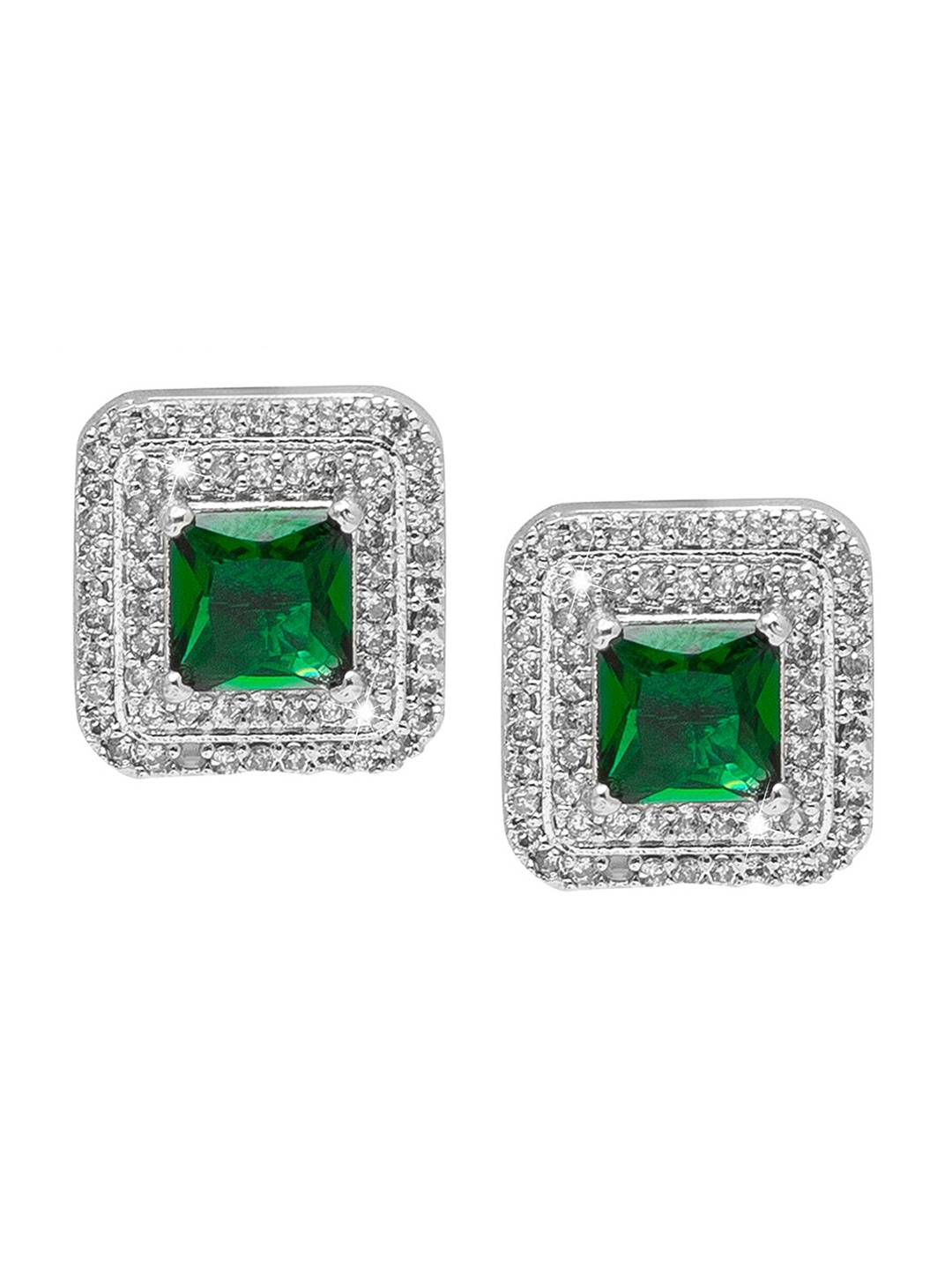

Shining Jewel - By Shivansh Women Square Studs Earrings, Silver