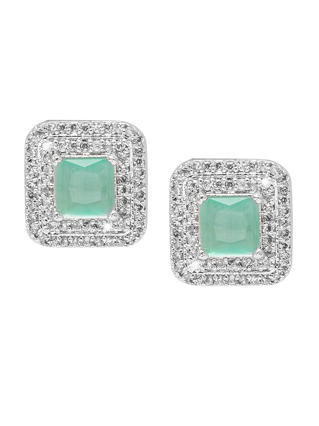 

Shining Jewel - By Shivansh Women Square Studs Earrings, Silver