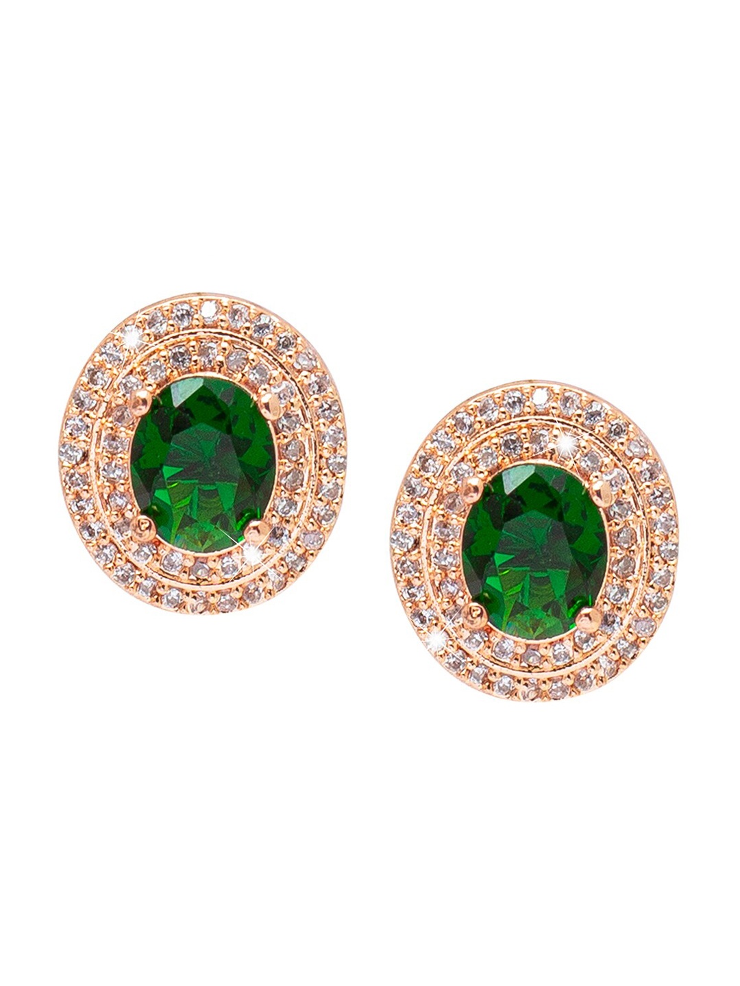 

Shining Jewel - By Shivansh Women Oval Studs Earrings, Rose gold
