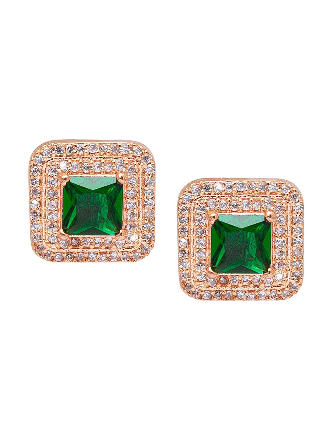 

Shining Jewel - By Shivansh Women Square Studs Earrings, Rose gold