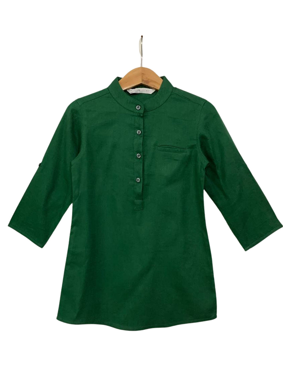 

IDK Girls Mandarin Collar Shirt Style Top, Green