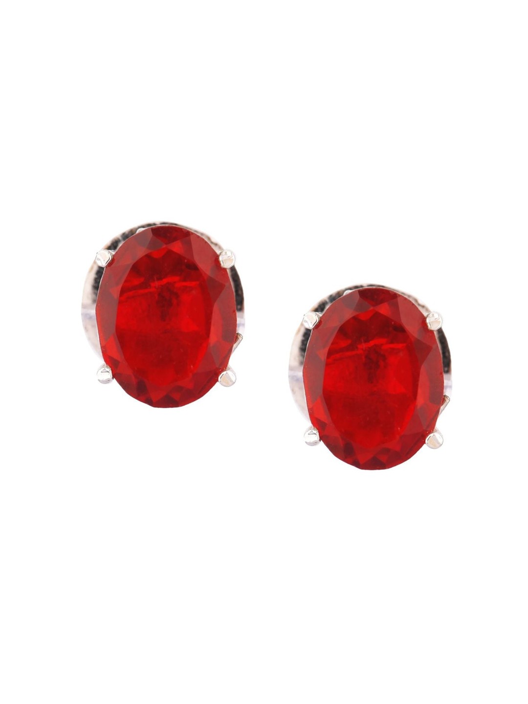 

Efulgenz Women Oval Studs Earrings, Red