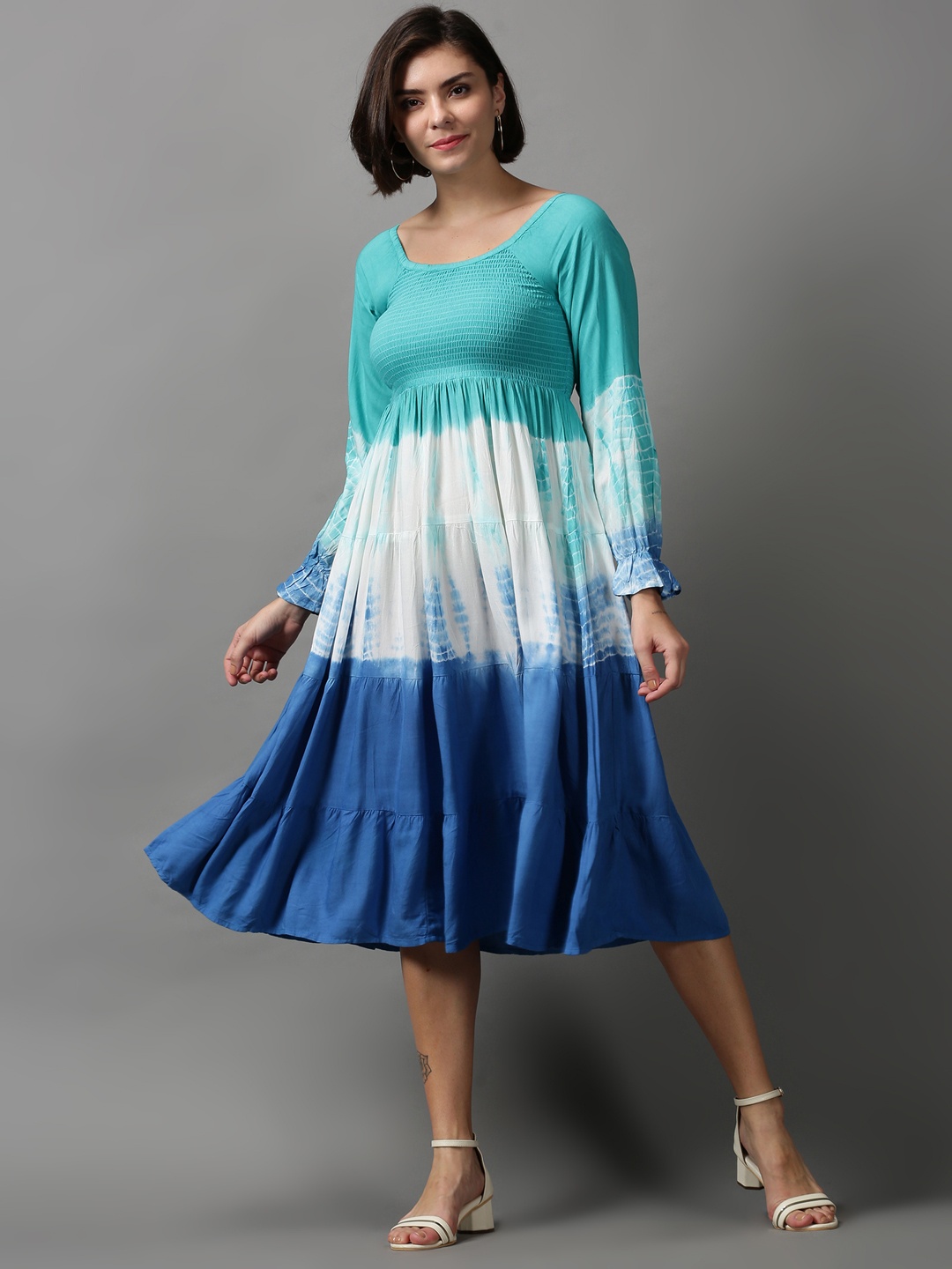 

SHOWOFF Tie and Dye Dyed Maxi Holi Dress, Turquoise blue