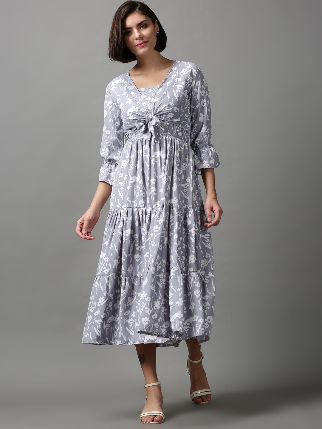 

SHOWOFF Floral Midi Dress, Grey