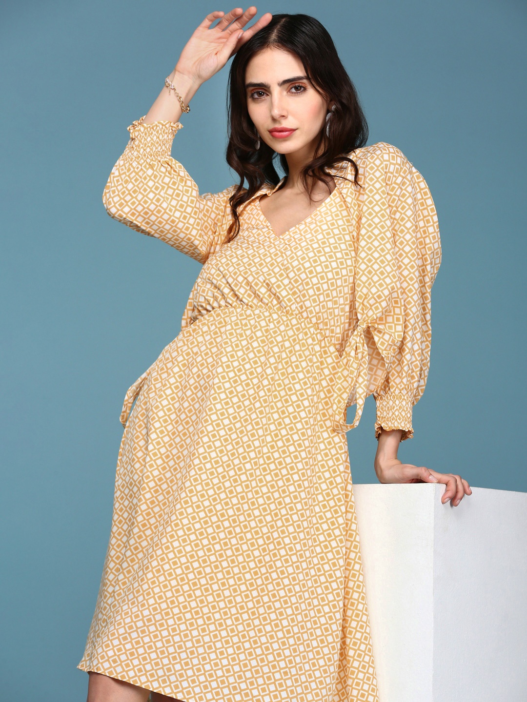 

SHOWOFF Women Crepe Dress, Yellow