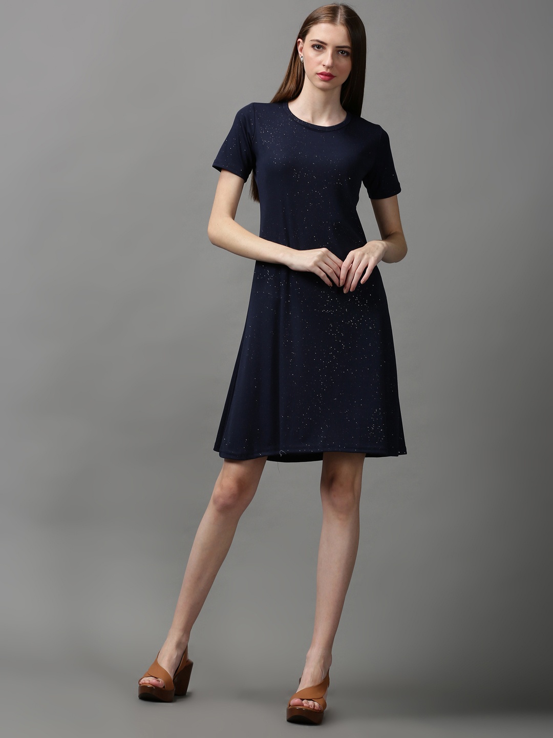 

SHOWOFF Women Embellished Acrylic A-Line Dress, Navy blue