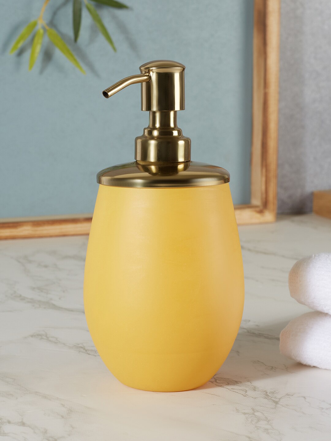 

HomeTown Solid Glass Soap Dispenser, Yellow