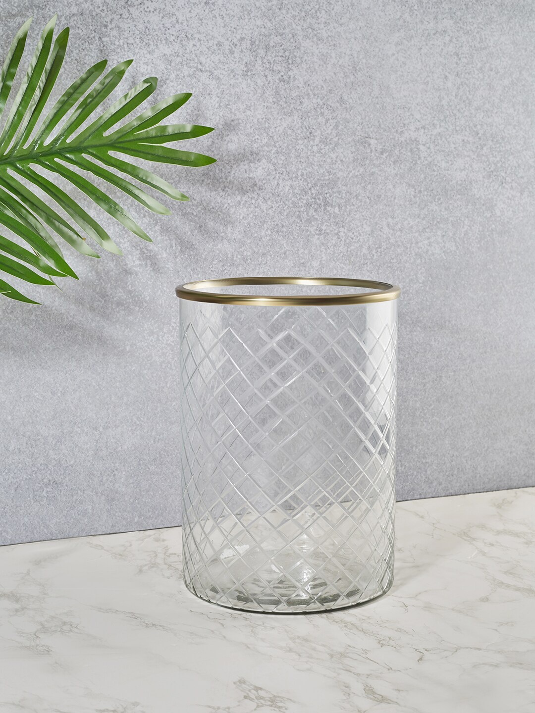 

HomeTown Textured Glass Tumbler, Transparent