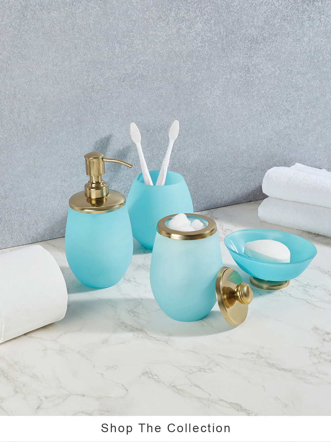 

HomeTown Solid Glass Tooth brush holder, Turquoise blue