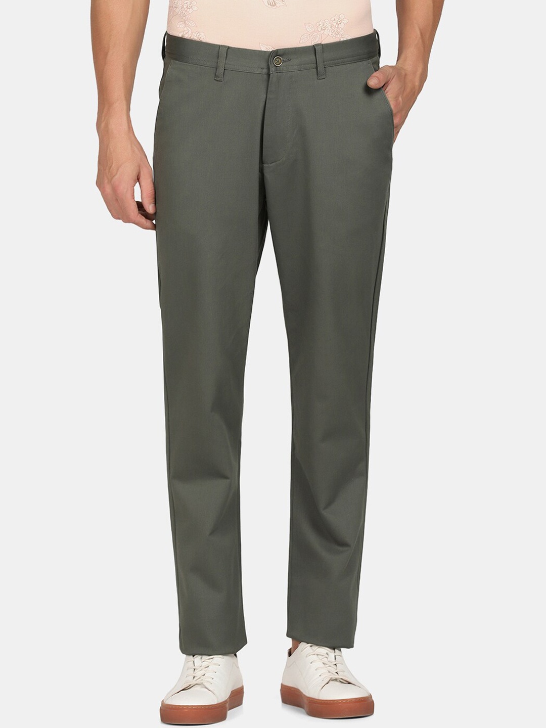 

Blackberrys Men Olive Green Solid Comfort Trousers