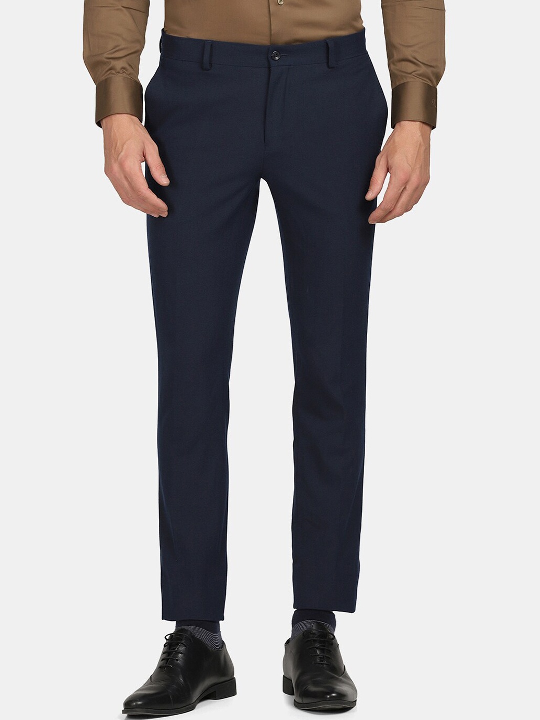 

Blackberrys Men Blue Slim Fit Low Rise Formal Trouser