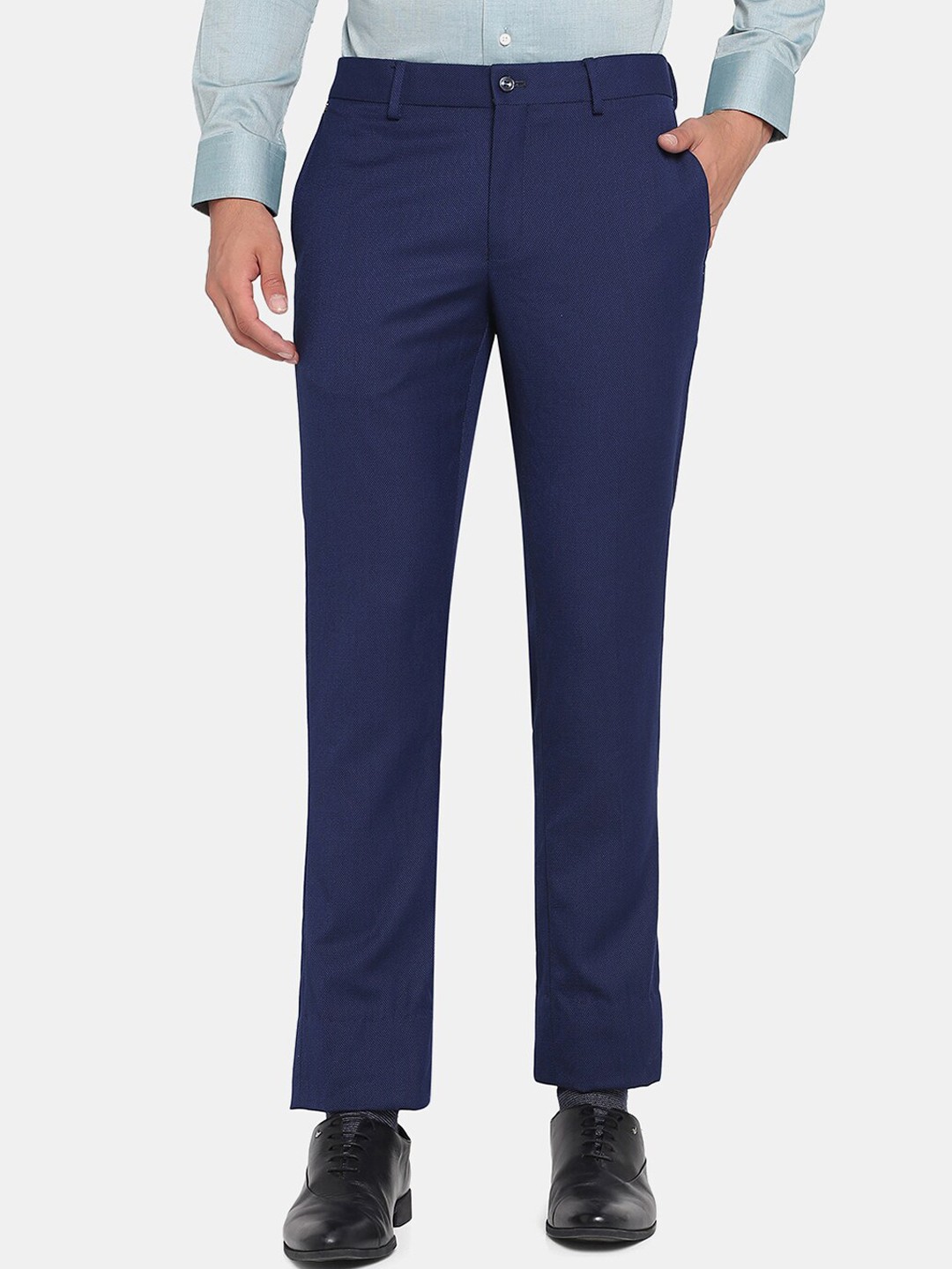 

Blackberrys Men Navy Blue Solid Slim Fit Trousers