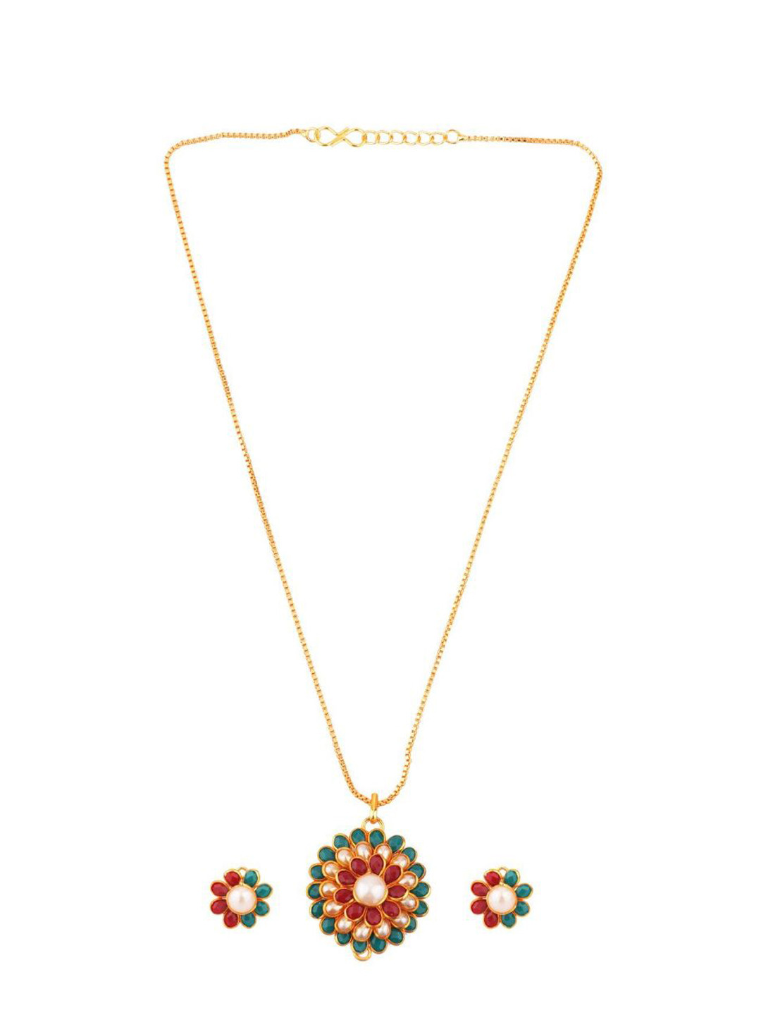 

Efulgenz Gold-Plated Stone-Studded Pendant Jewellery Set
