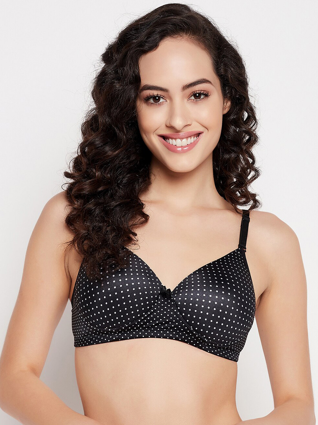 

Clovia Women Polka Printed Lightly Padded Bra, Black